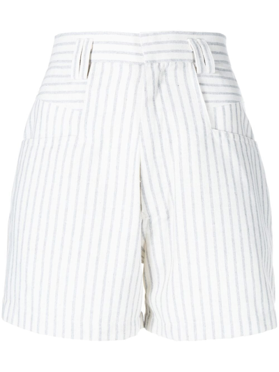 Bambah High-waist Pinstripe Shorts In Blue