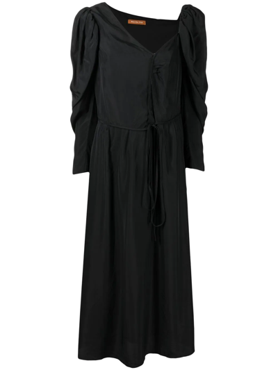 Rejina Pyo Long-puff Sleeve Midi Dress In Black
