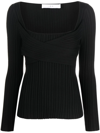 IRO WRAP-DESIGN RIBBED TOP