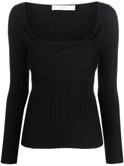 Iro Amarok Square-neck Ribbed Sweater In Black