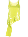 Helmut Lang Green Sequinned Tank Top In Grün