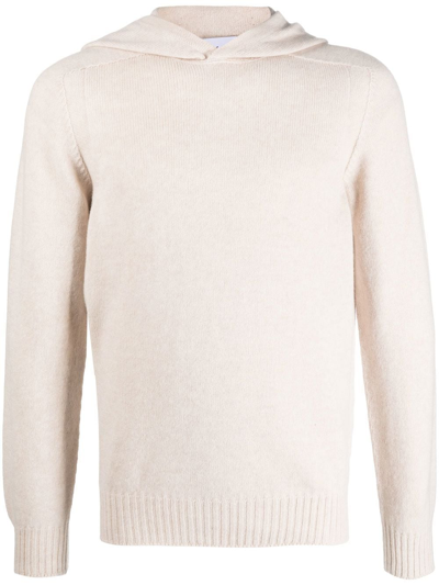 D4.0 Fine-knit Hooded Jumper In Beige