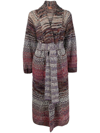 Missoni Belted Striped Wool And Cotton-blend Cardigan In Rot
