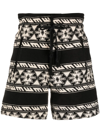 Isabel Marant Étoile Linima Patterned Cotton Shorts In Schwarz