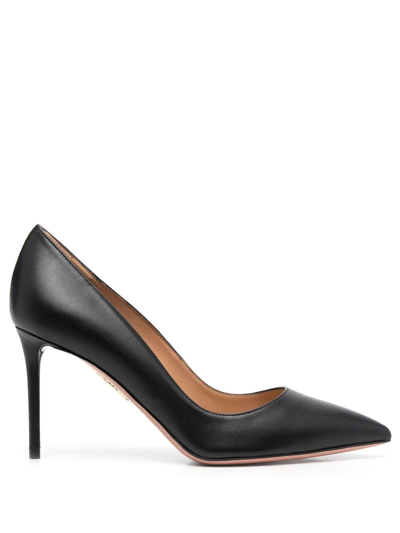 Aquazzura Purist 85 Nappa Leather Pumps In Black