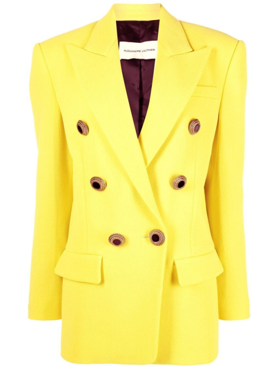 Alexandre Vauthier 双排扣羊毛西装夹克 In Yellow