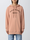 Max Mara Longline Hoodie With Drawstring And Ribbed Cuffs In Pink