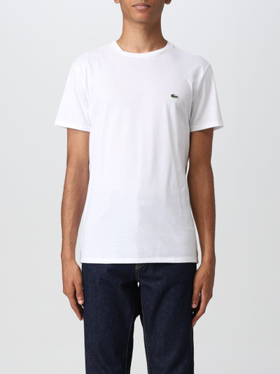 Lacoste White V-neck T-shirt In 001