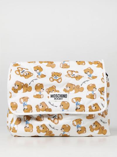 Moschino Baby Teddy Cotton Diaper Bag In White