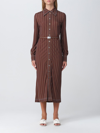 Tory Burch Dotted Windowpane Knit Button-down Dress In Black