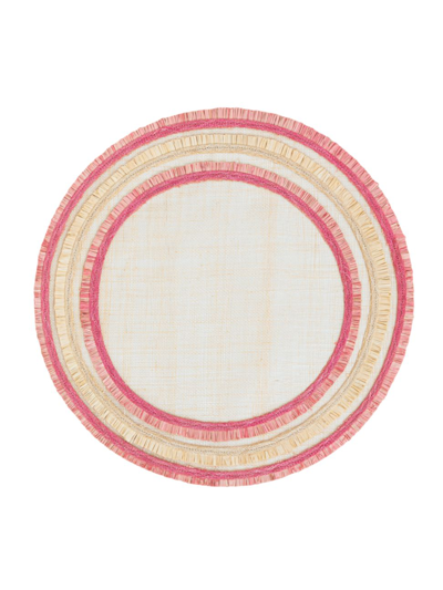 Joanna Buchanan Fringed Two-tone Straw Placemat, Set Of 4 In Pink