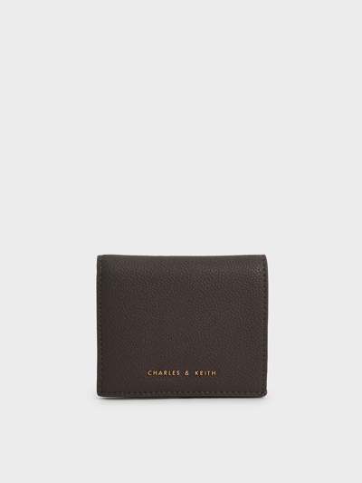 Charles & Keith Front Flap Small Wallet In Dark Moss
