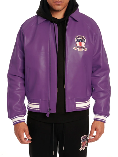 Avirex Icon Leather Jacket In Orchid