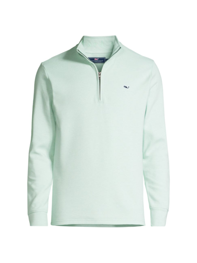 Vineyard Vines Saltwater Quarter-zip Sweater In Aqua