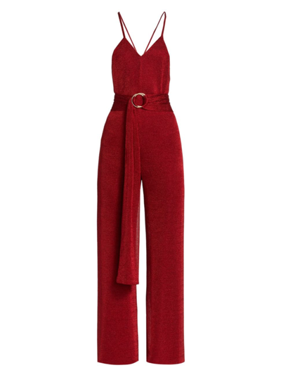 Adriana Iglesias Pau Jersey Belted Jumpsuit In Red