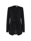 Halston Jemma Stretch Crepe Front-tie Blazer In Black