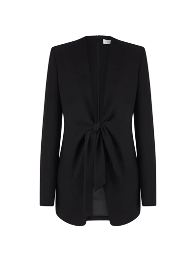 Halston Jemma Stretch Crepe Front-tie Blazer In Black