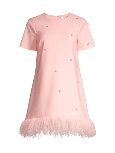 Likely Marullo Feather-trimmed Minidress In Rose Shadow