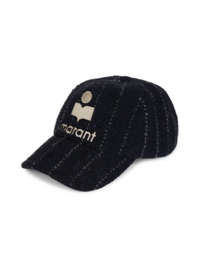 Isabel Marant Tyron Pintsriped Herringbone Logo Cap In Blue