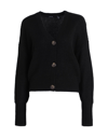 Vero Moda Lea V Neck Button-front Cardigan In Black