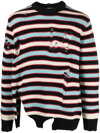 Charles Jeffrey Loverboy Distressed-effect Striped Jumper In Red