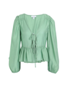 TOPSHOP TOPSHOP TOPSHOP TIE FRONT BED JACKET TOP WOMAN SHIRT LIGHT GREEN SIZE 8 LYOCELL, POLYESTER