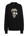 KARL LAGERFELD KARL LAGERFELD WOMAN SWEATSHIRT BLACK SIZE L ORGANIC COTTON, RECYCLED POLYESTER