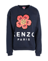 Kenzo Boke And Logo Cotton Sweatshirt In Blue