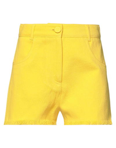 Msgm Denim Shorts In Yellow