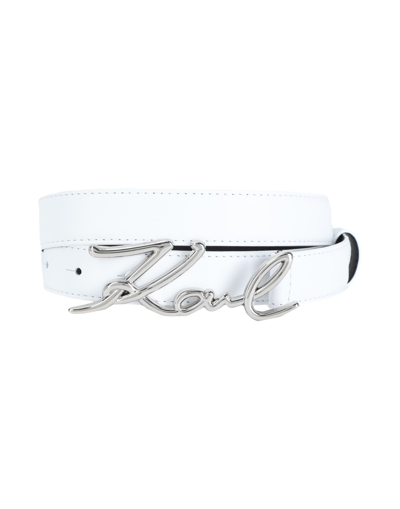 Karl Lagerfeld K/signature Logo-plaque Belt In White