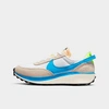 Nike Men's Waffle Debut Casual Sneakers From Finish Line In White/university Blue/light Orewood Brown/volt/sail/stadium Green