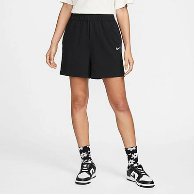 Nike Women's  Sportswear Jersey Shorts (plus Size) In Black/white