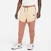 Nike Tech Fleece Taped Jogger Pants In Mineral Clay/white Onyx/black