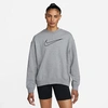 Nike Women's Dri-fit Get Fit Graphic Crewneck Sweatshirt In Carbon Heather/black
