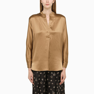 Vince Almond-coloured Silk Blouse In Beige