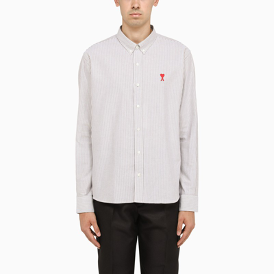 Ami Alexandre Mattiussi Ami De Coeur Shirt In Striped Cotton In ["multicolor"/ "white"]