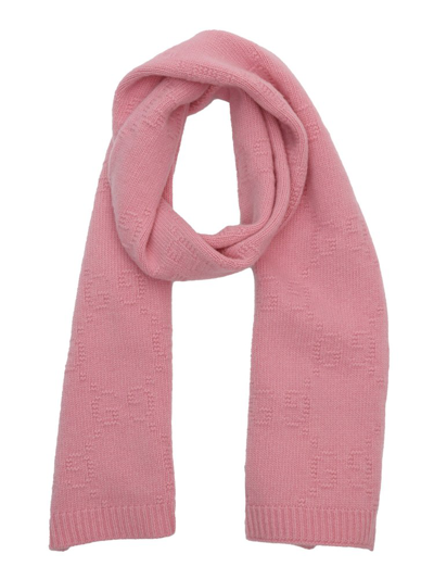 Gucci Kids' Gg Wool Knit Scarf In Pink