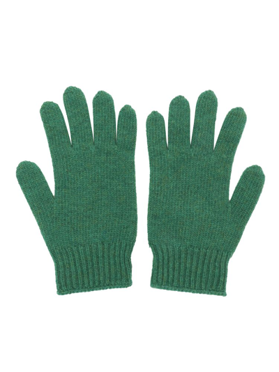 Gucci Green Wool Gg Logo Gloves