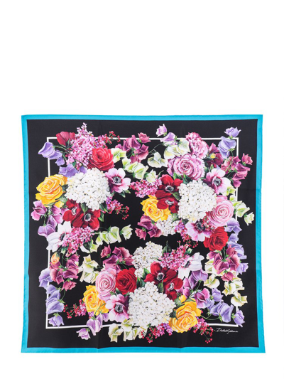 Dolce & Gabbana Floral-print 70x70cm Silk Scarf In Giallo