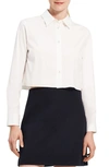 Theory Cropped Classic Button Down Shirt In White