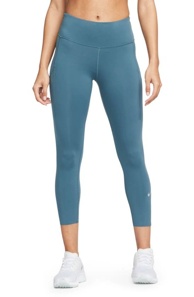 Nike Women's Epic Luxe Mid-rise Crop Pocket Running Leggings In Blue