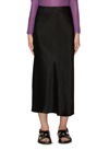 Vince Side Slit Matte Satin Slip Skirt In Black