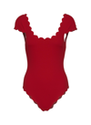 Marysia Mexico Reversible Scoop-neck Scalloped Swimsuit In Red