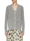 Sacai Grey & White Pleated Back Cardigan In Grey