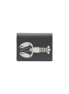 THOM BROWNE LOBSTER PATCH EMBELLISHED PEBBLED LEATHER BIFOLD CARDHOLDER