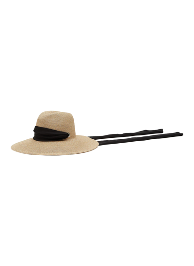 Eugenia Kim 'cassidy' Ribbon High Top Hemp Straw Fedora Hat In Black