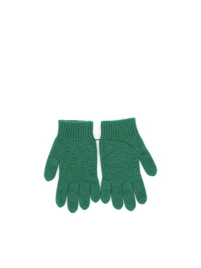 Gucci Green Wool Gg Logo Gloves