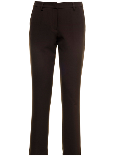 Pt01 Jane Camel Brown Trousers In Stretch Tricotine Pt Woman In Beige