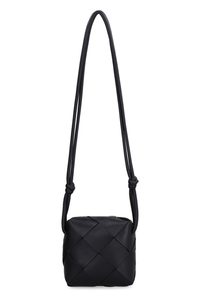 Bottega Veneta Cassette Leather Mini Crossbody Bag In Black