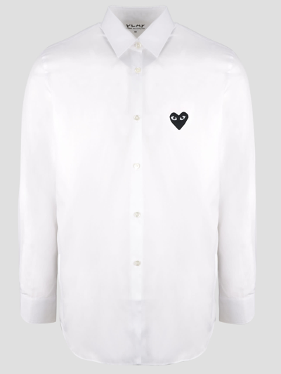 Comme Des Garçons Play Comme Des Garcons Play White And Black Heart Patch Shirt